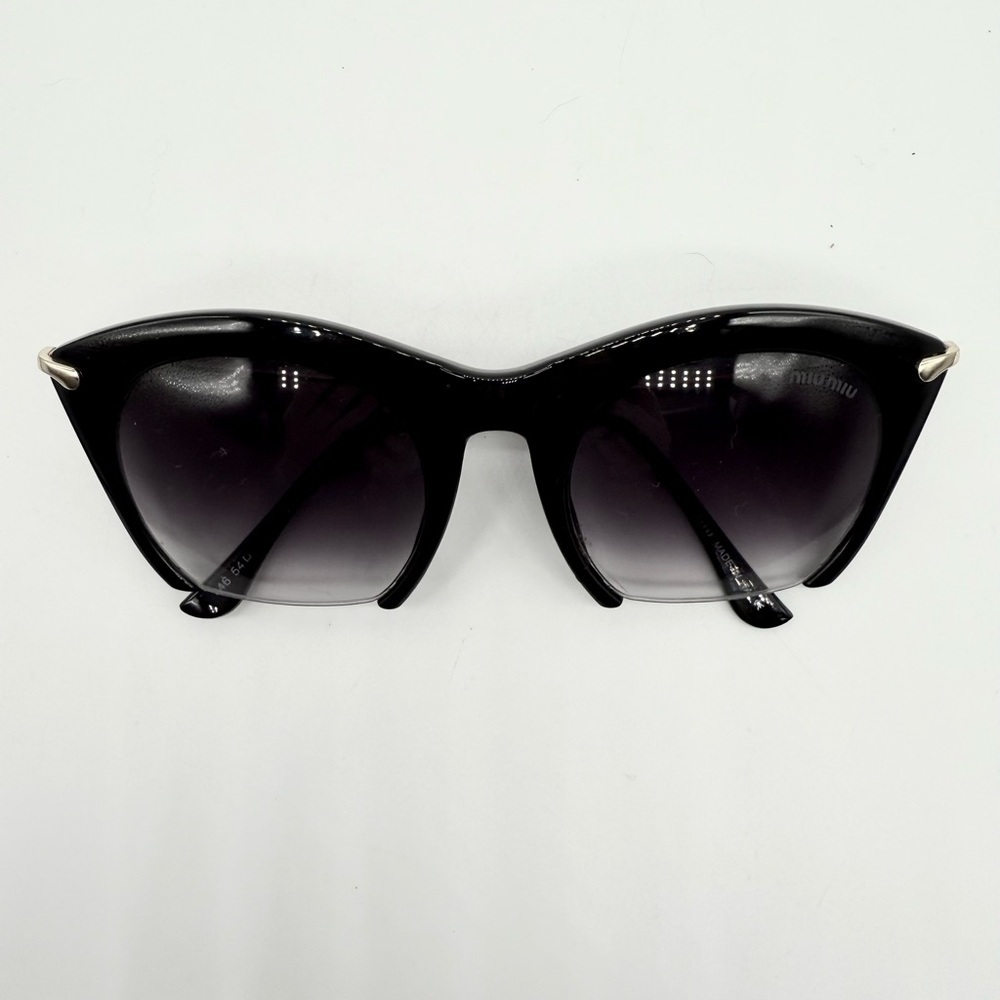Miu Miu Black Cat Eye Cut Off Rimless Bottom Sunglasses